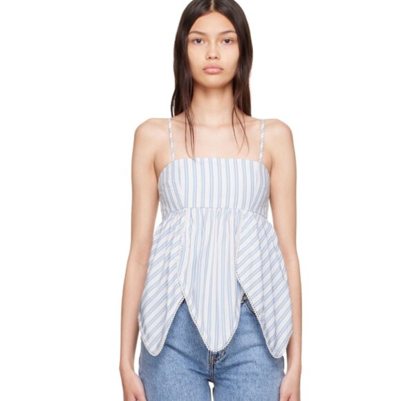 Ganni Women's Blue Babydoll Tulip Tank Top Size XS - Picture 12 of 13